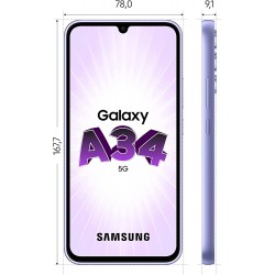 SAMSUNG GALAXY A34 A346 5G - 256 Go - Violet - Etranger